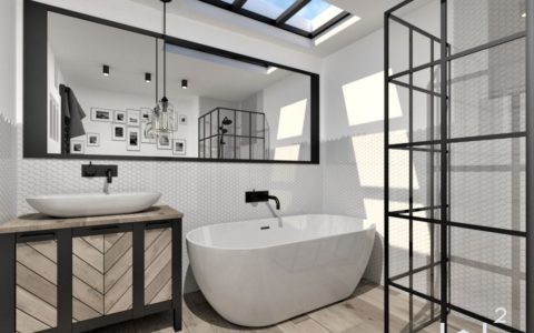 Projekt łazienki w stylu loftowym